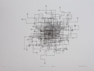 variations on orthogonal paths roughly resembling integrated circuit pathing