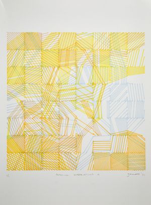 A series of plotter drawings created by deliberately interrupting the plotter mid-way through the drawing of each of multiple layers.